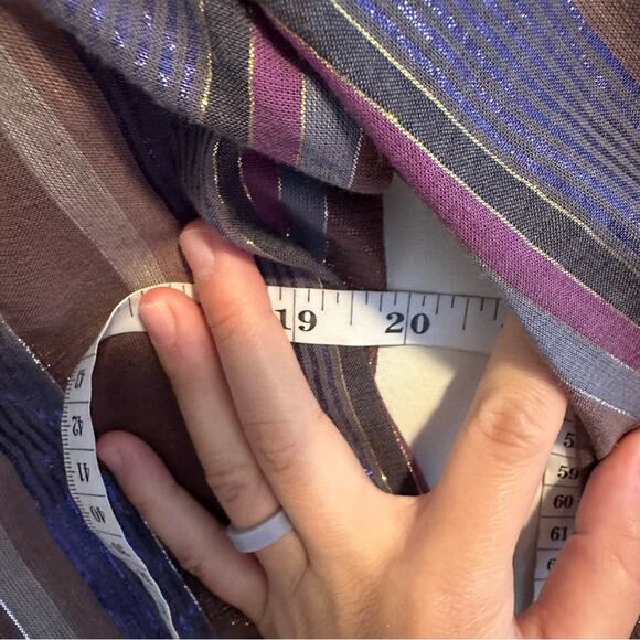 Anthropologie Corey Lynn Calter Blue Metallic Square Neck Top Blouse Small - Picture 6 of 10